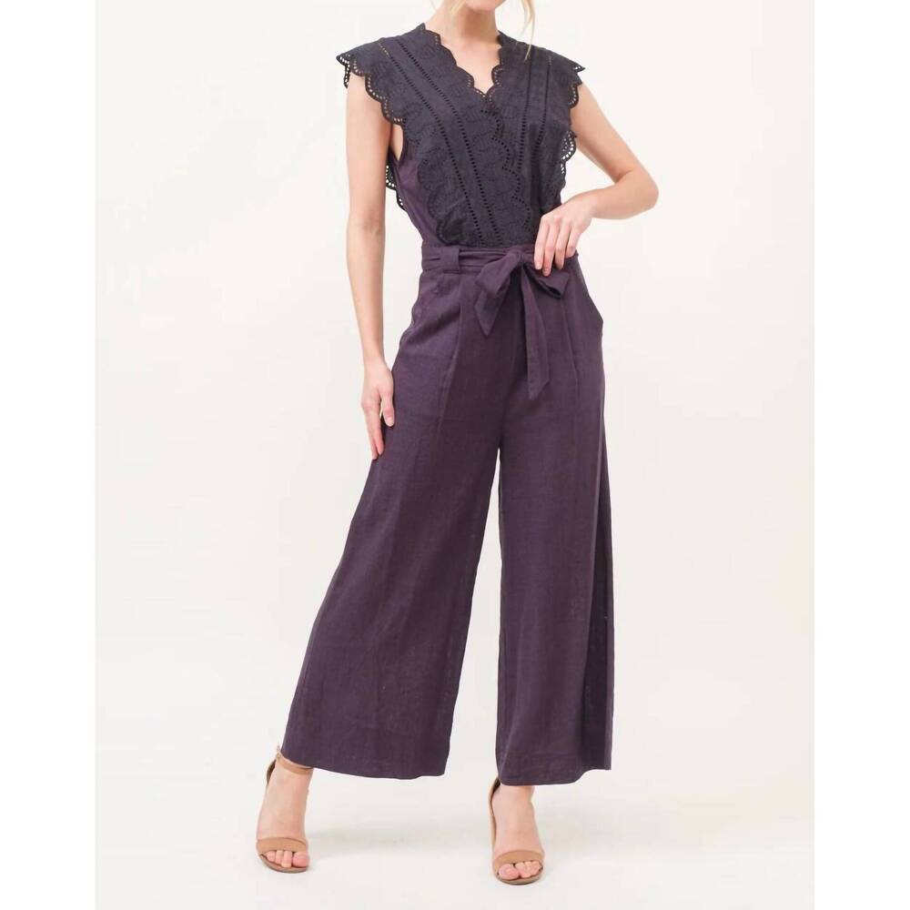 NEW AND THE WHY lovely in lace jumpsuit in purple